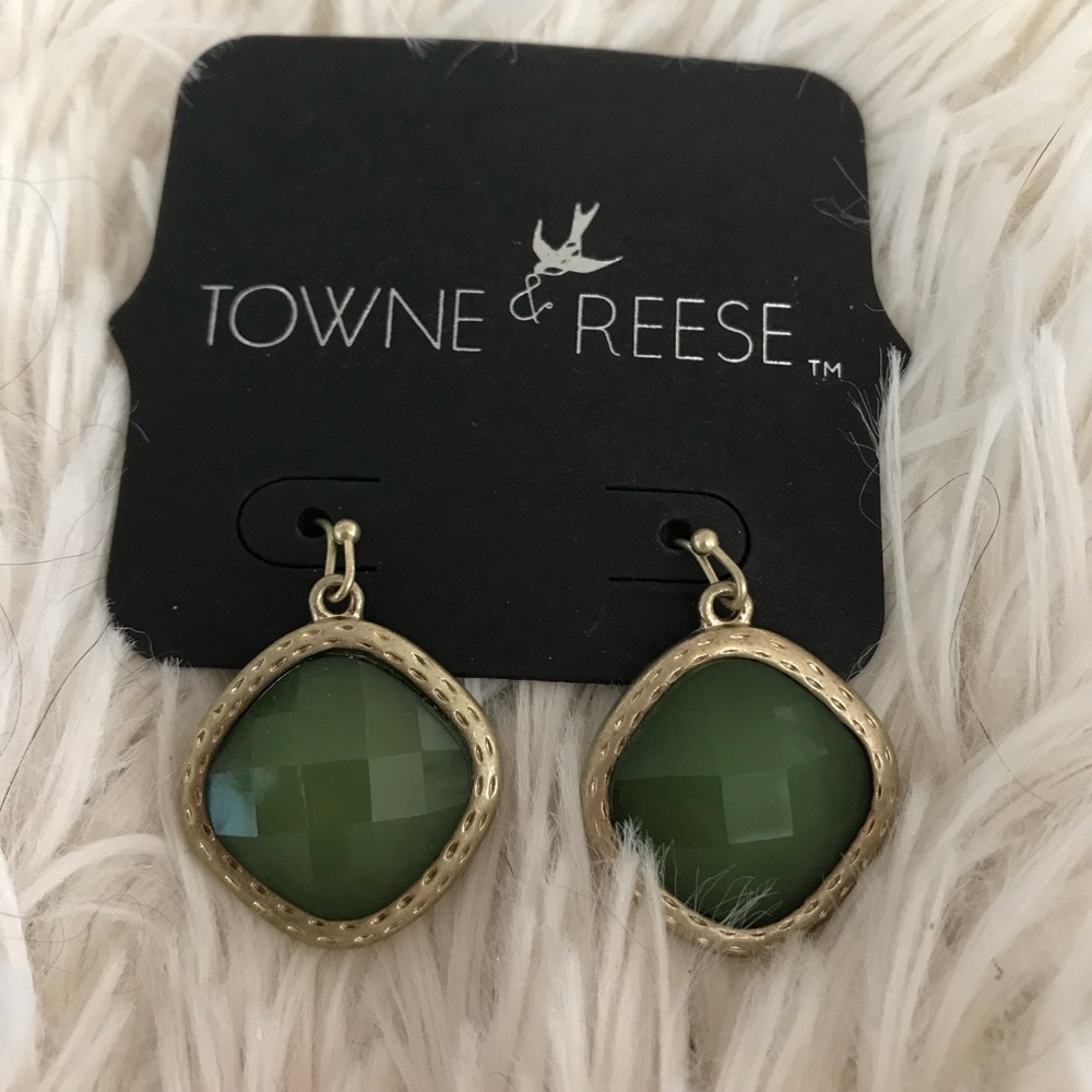 Towne & Reese Green & Gold Earrings
